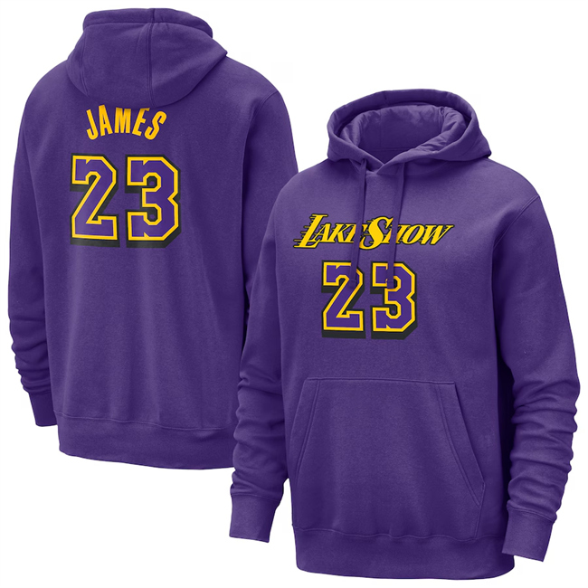 Men's Purple Los Angeles Lakers #23 LeBron James 2024/25 City Edition Pullover Hoodie